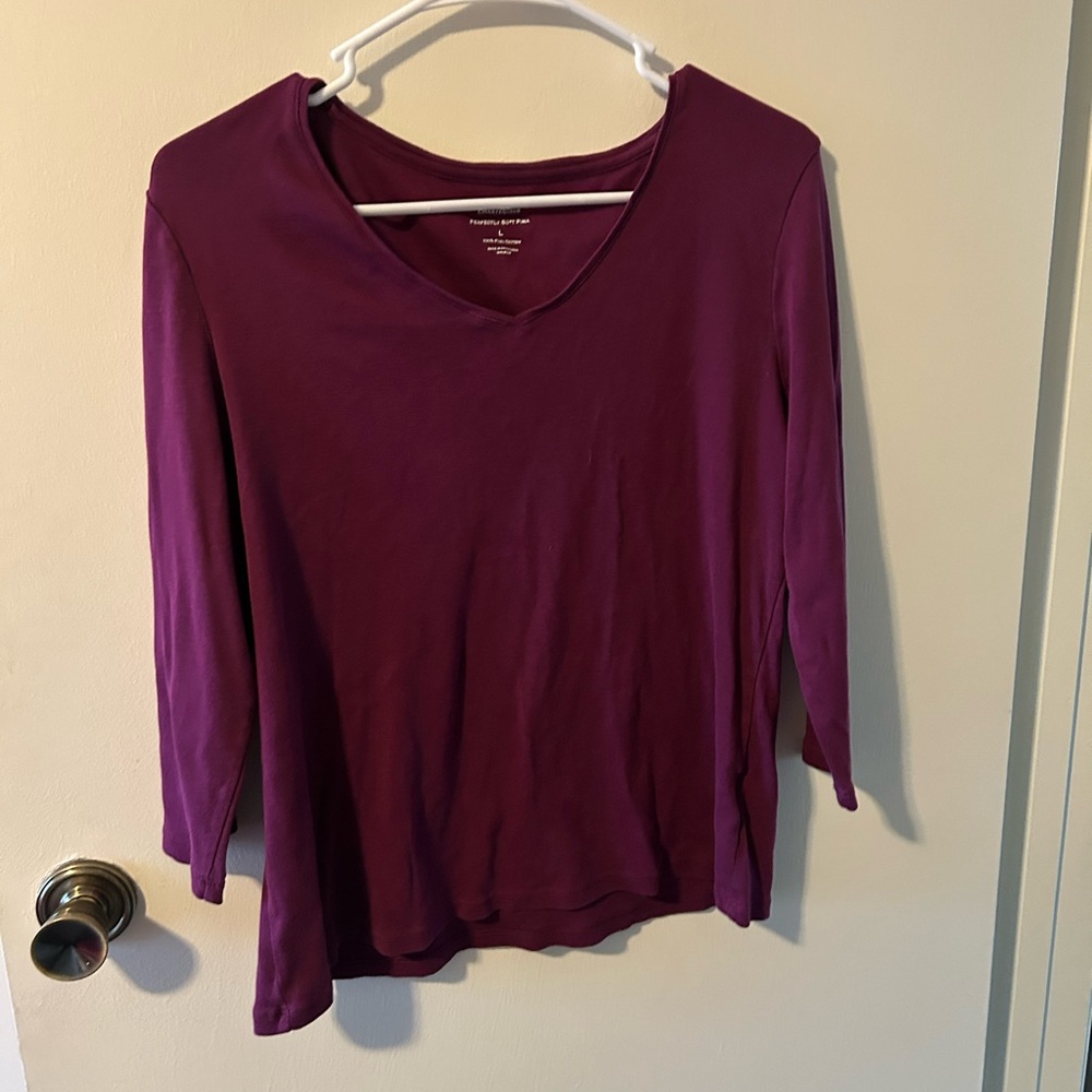 Charter Club Long Sleeve Purple Tee